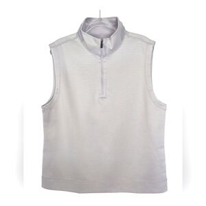 Hickey Freeman Large Stretch Vest Lavender/White Fine Stripes Half Zip